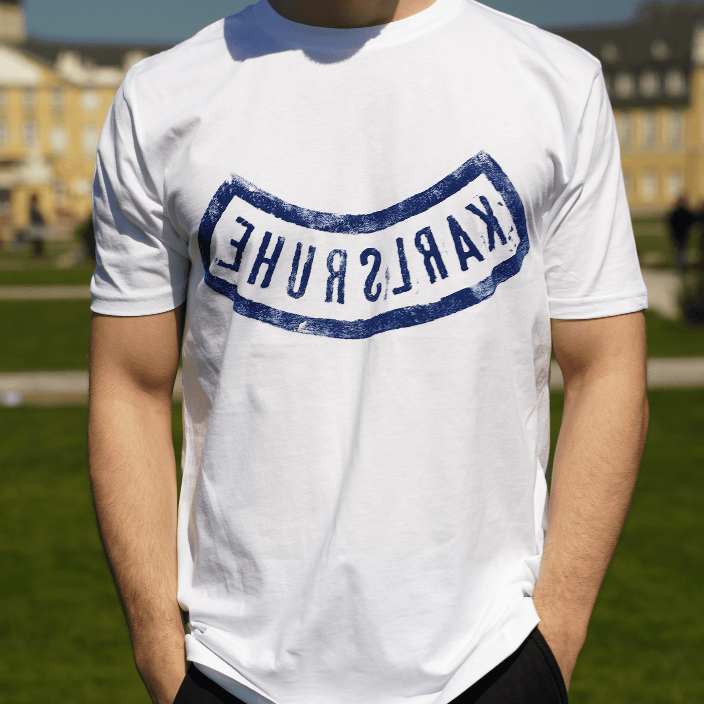 Karlsruhe blau - weißes Unisex Shirt