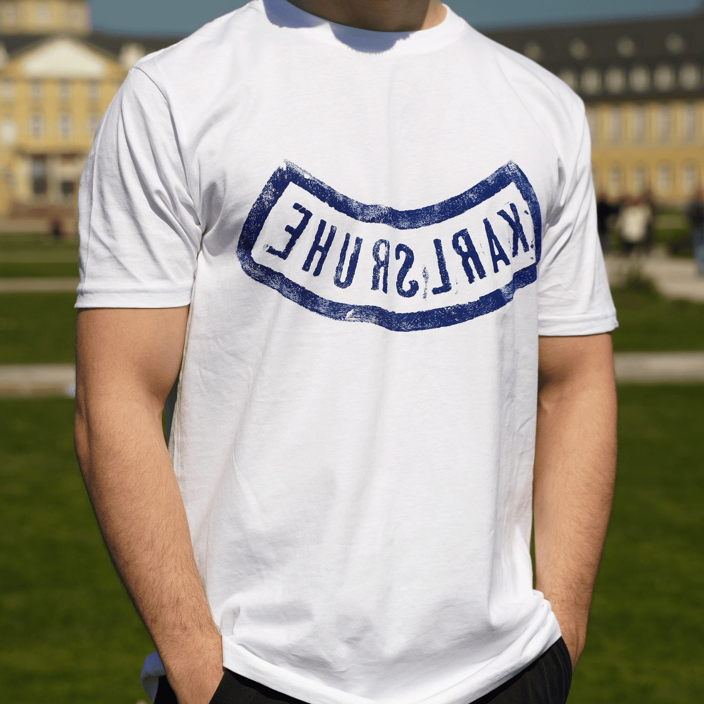 Karlsruhe blau - weißes Unisex Shirt